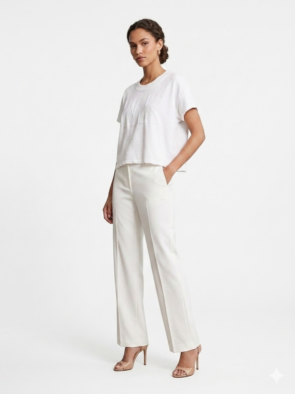 Michael Kors White Short-Sleeve Boxy Top Casual Summer